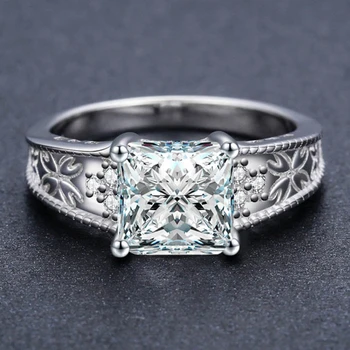 

SODROV Hot 925 Sterling Silver Fine Jewelry Bague White Spinel Flower Wedding Rings for Women Girl Party Gift Silver 925
