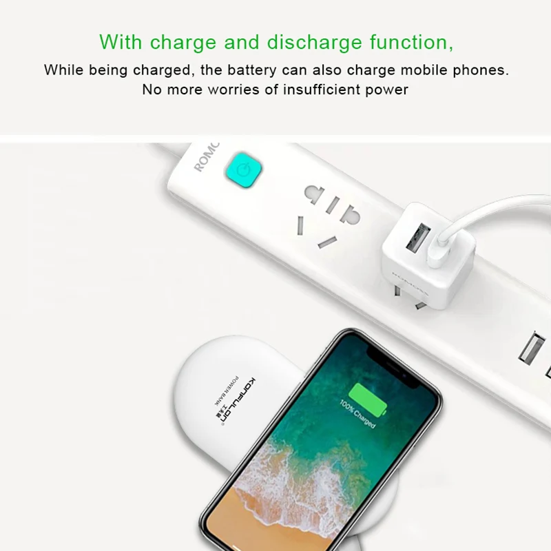 Power Bank 8000Mah Wireless Charger 2 In 1 Portable Charger External Battery Wireless Powerbank 10000mAH For Iphone 12 Samsung