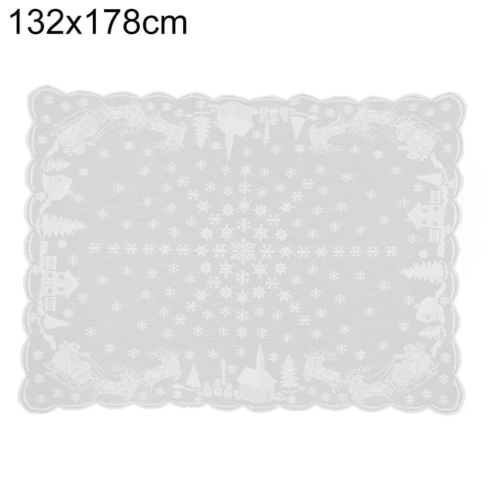 1 pc Delicate Snowflake Elk Santa Claus Snowman Lace Tablecloth Table Cover Christmas Decor For Christmas Wedding Event Hotel - Цвет: 132x178cm
