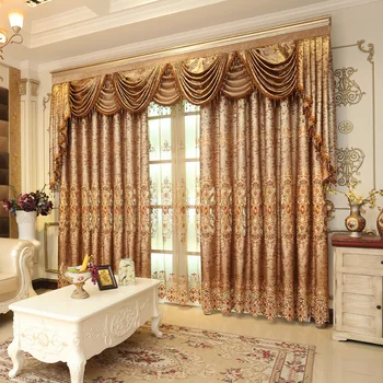 

1PC Pelmet European Royal Luxury Valance Curtains for Living Room Window Golden Curtain for Bedroom Tulle jacquard Curtain