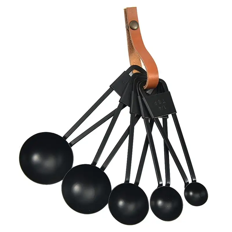 5Pcs Kitchen Measuring Spoons SetStainless Steel Measuring Spoons Nesting Measure Spoon Kit Home Kitchen Bakery Baking Tool