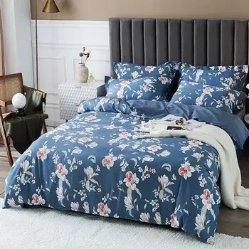 

Svetanya Duvet Cover Set Flat Sheet Silky Egyptian Cotton Bedlinens 4pcs Queen King Size Bedding Set