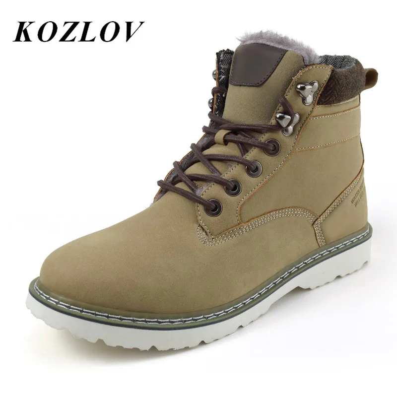 

Winter Snow Boots Men Genuine Leather Warm Fur Ankle Boots Casual Shoes Men's Military Tactical Work Boots Cowboy Botas KOZLOV