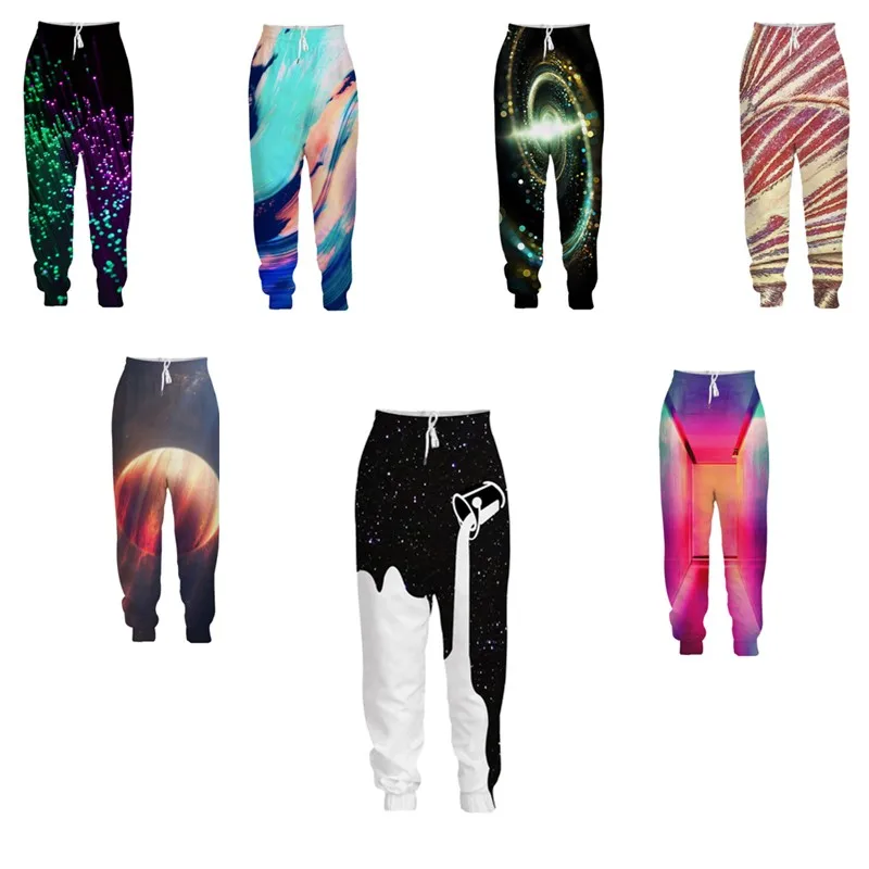 Colorful Graffiti Patterned 3D Printed Trouser S 5XL Full Length Optical Illusion Drawstring Colorful Casual Sports 1