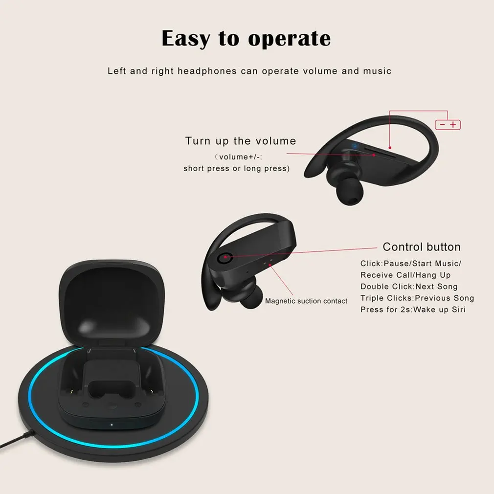 B10 TWS Wireless Bluetooth Earphone Sports Headset earbuds Waterproof headphones with Wireless Charging Box PK I9000 TWS