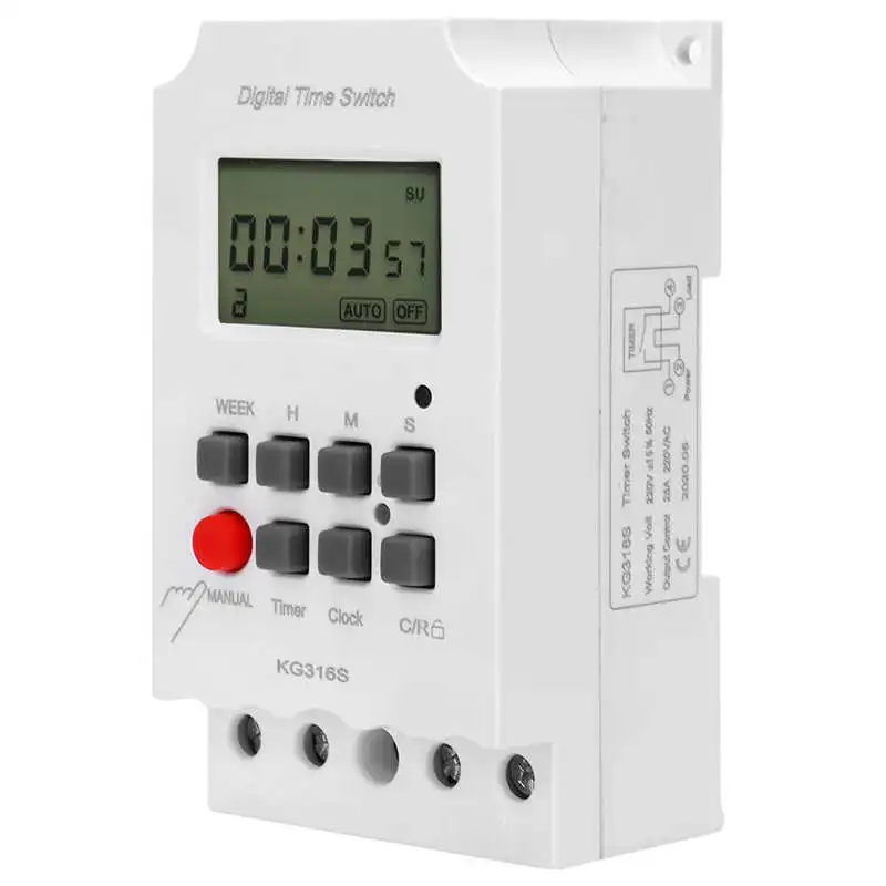 

Timer Switch Digital Time Switch LCD Micro Computer Timer Second Control Timing 32 Groups On/Off 220V KG316S Temporizador