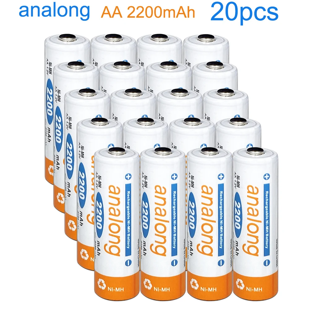 20 шт analong NIMH AA батарея 1,2 V 2200mAh nimh перезаряжаемые aaa батареи для MP3/MP4