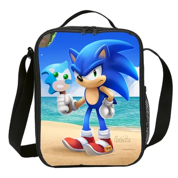 

New Children Sonic Shouler Lunch Bags The Hedgehog Thermal Insulation Cooler Bag Picnic Bento Box Food Fruit Storage Container