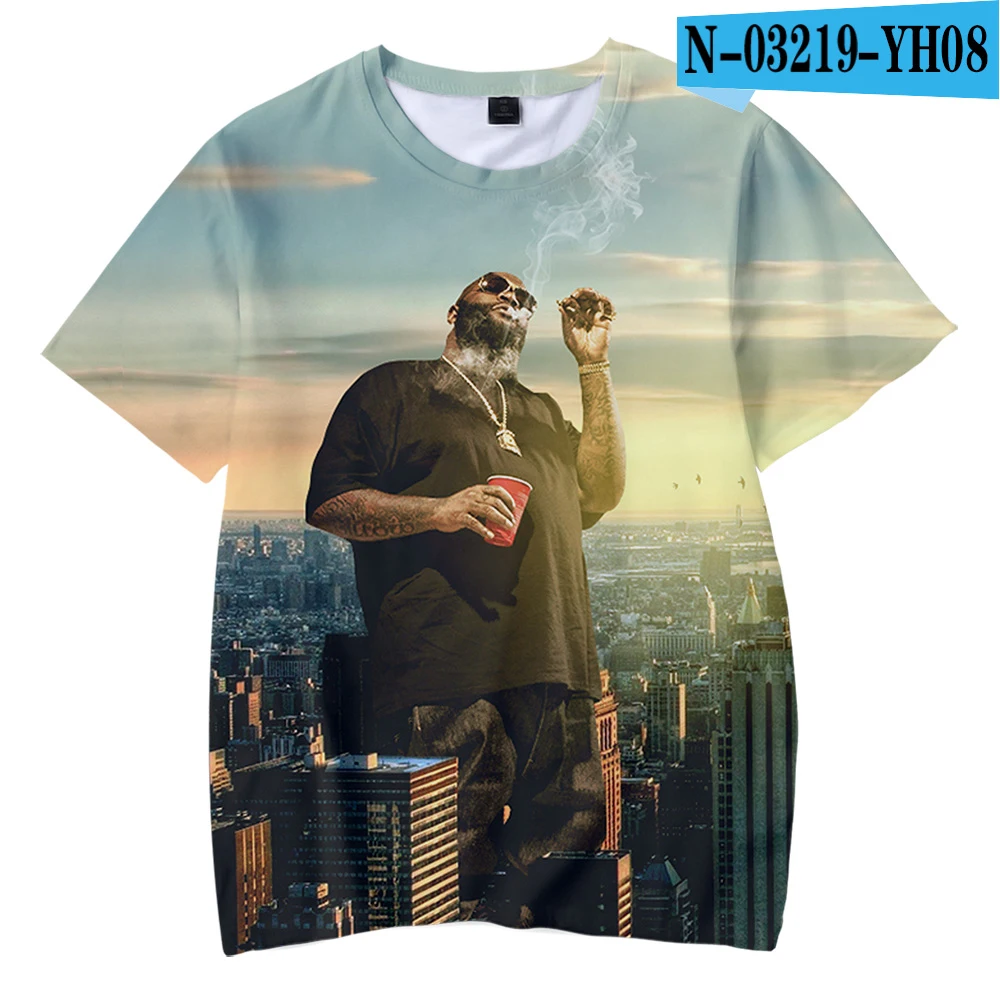 Rick Ross/Детские футболки с 3D принтом; модная летняя футболка с короткими рукавами; Лидер продаж года; детская повседневная Уличная одежда - Цвет: Синий