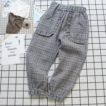Осенняя одежда новая стильная детская одежда брюки для девочек повседневные брюки в клетку в английском стиле брюки для детей 3-8 лет