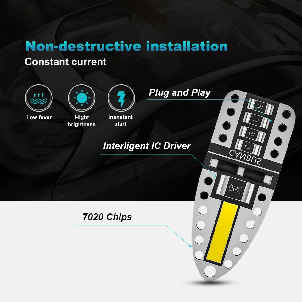 ANMINGPU сигнальная лампа W5W LED Canbus 2SMD 7020 Chips T10 светодиодная Фонарь для интерьера