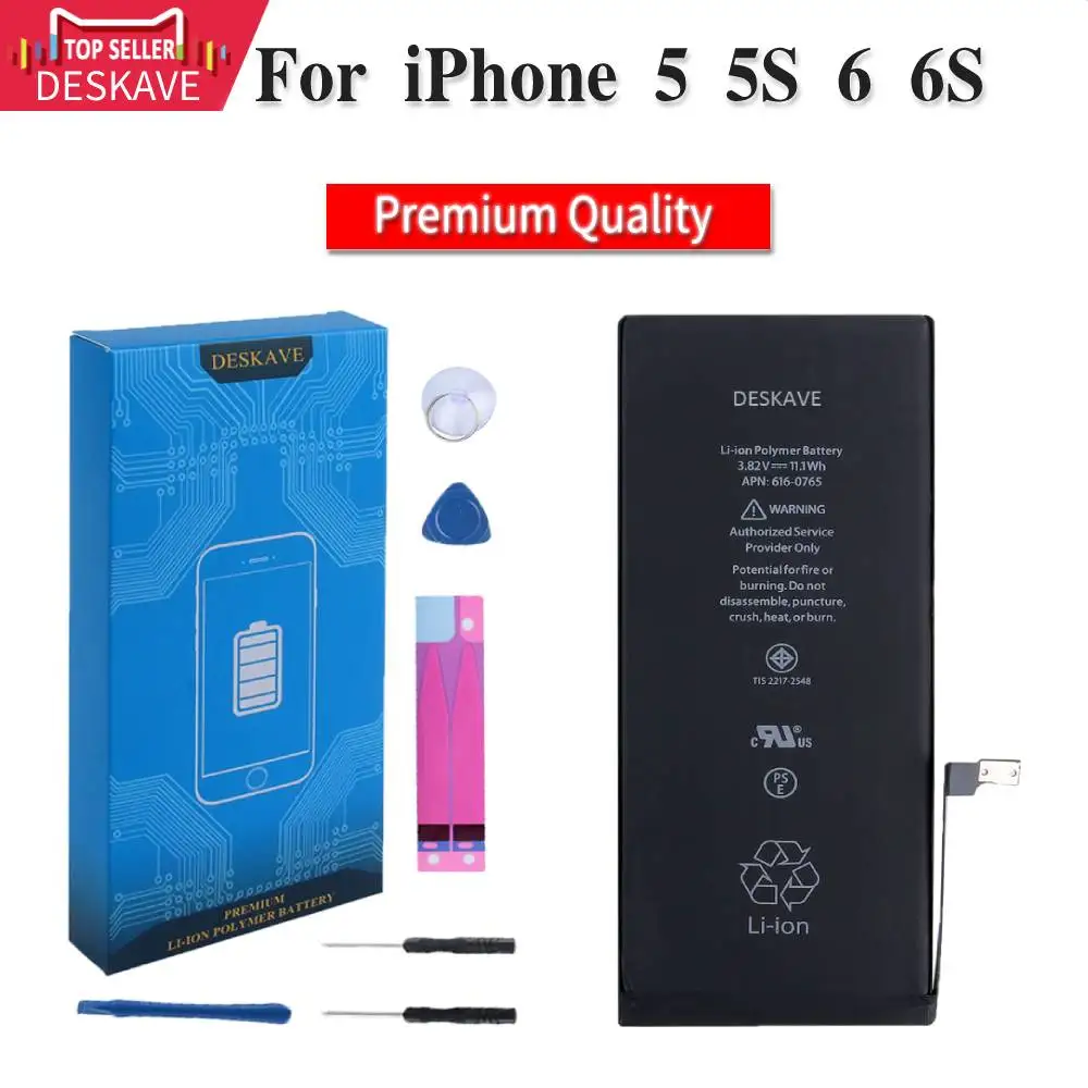 AAA Zero Cycle Lithium Battery For Apple iPhone 5 5S 6 6S Replacement Batteries Internal Phone Bateria 2200mAh With Free Tools | Мобильные