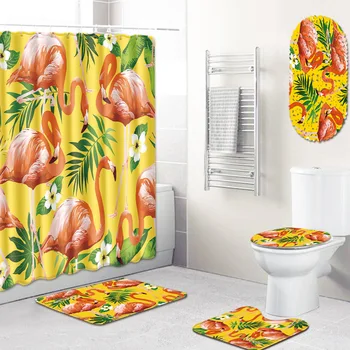 

Shower Curtain Bathroom Mat PVC Skid Resistant Carpet Mat Five-Piece Set