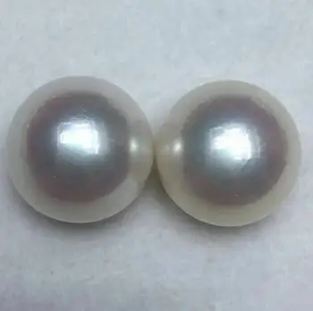 

classic AAAA pair of 11-12mm south sea round white pearl half drilled
