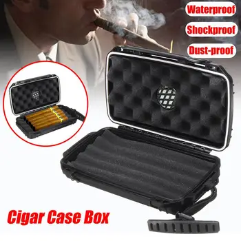 

Black Waterproof Humidifier Portable 5-Cigarette Pack Storage Box For Home Travel Dust-proof Shockproof Cigar Accessory