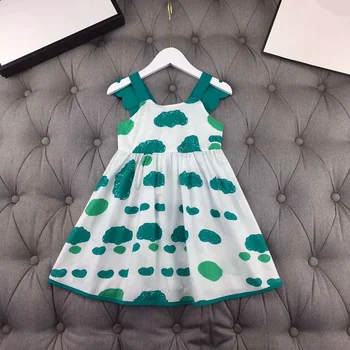 

European and American parent-child outfit 2020 spring and summer new styles Fashion printing Condole belt cotton Girl's dress