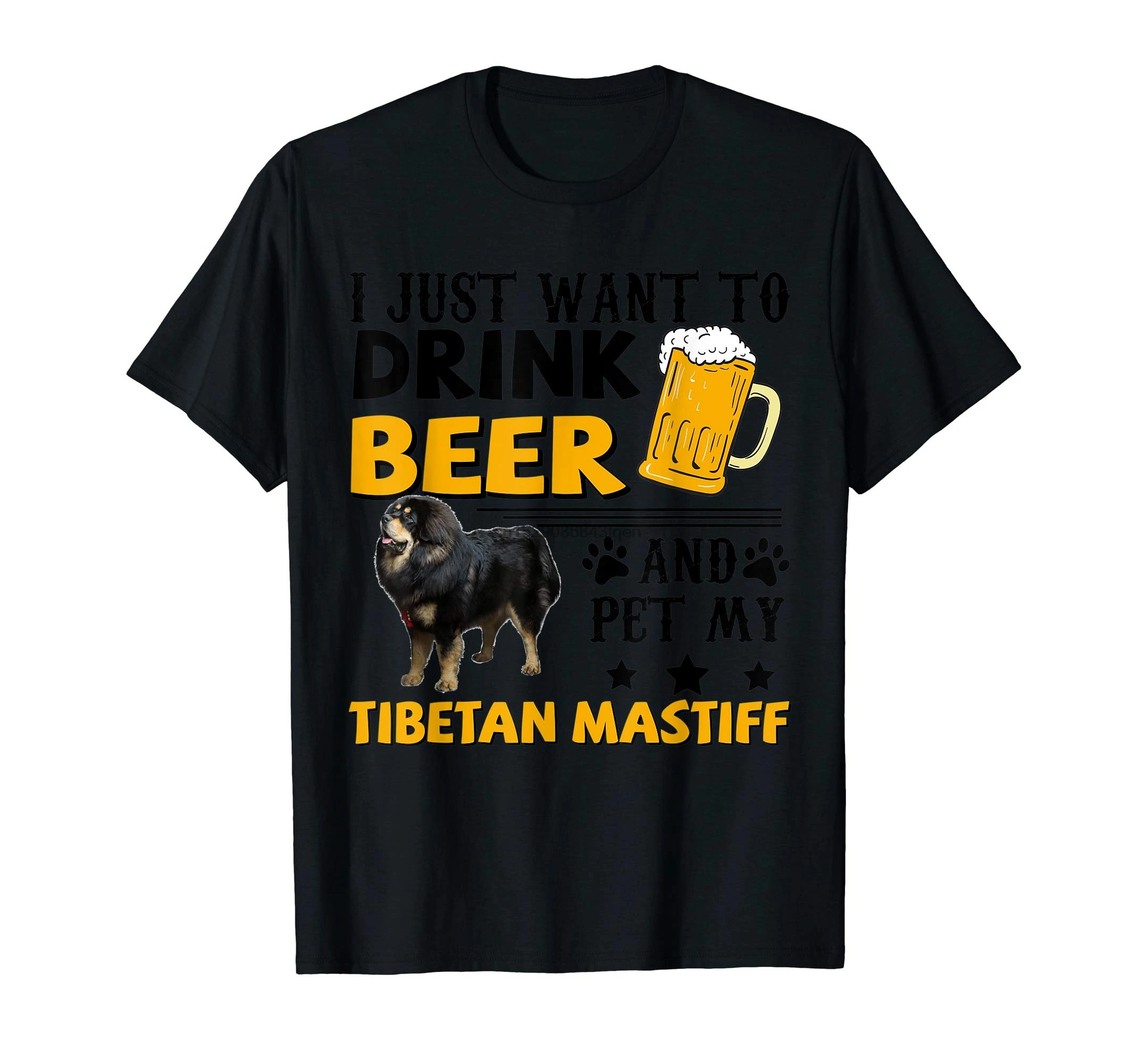 Тибетский мастиф с надписью I Just Want to Drink пива Футболка Для Мужчин's черный| |