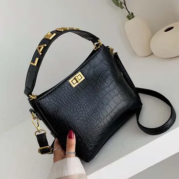 

Fall/winter 2019 New Crocodile-striped Bucket Bag Women's Bag Fashion Strappy Bag Crossbody Bags for Women Shoulder Bag