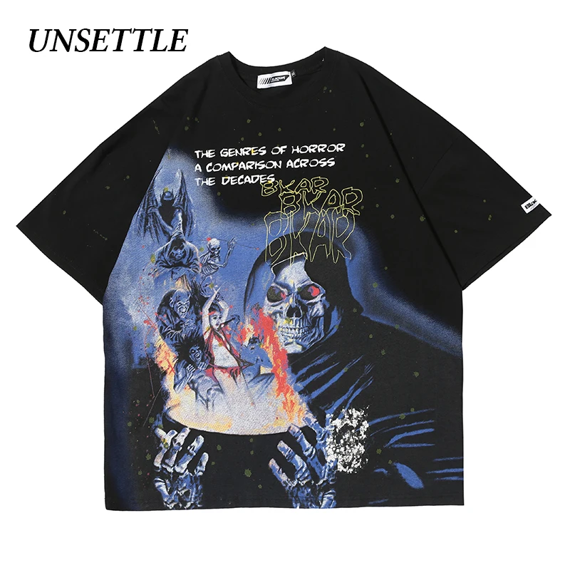 

Men/Women Summer Gothic T-shirt Hip Hop Dark Street Punk Print tshirt Fashion Streetwear t shirt Oversize Short Sleeve Tee Tops