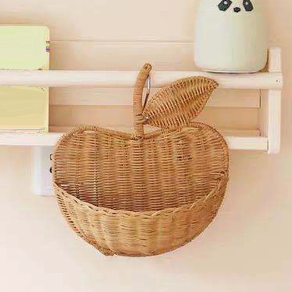 Handwoven Wicker Rattan Basket Handmade Wall Hanging Flower/Key