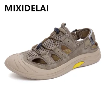 

New Summer Casual Sandals Men Leather High Quality Beach Outdoor Sandals Comfortable Soft Footwear Rubber Shoes 2020 Big Size 46
