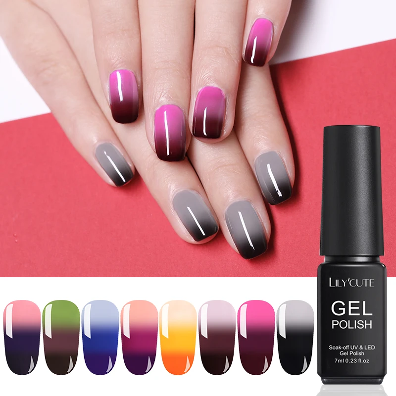 

LILYCUTE 7ml 3 Layers Colorful Thermal Gel Polish Soak Off Nail Art Temperature Color Changing Gel Varnish Manicure