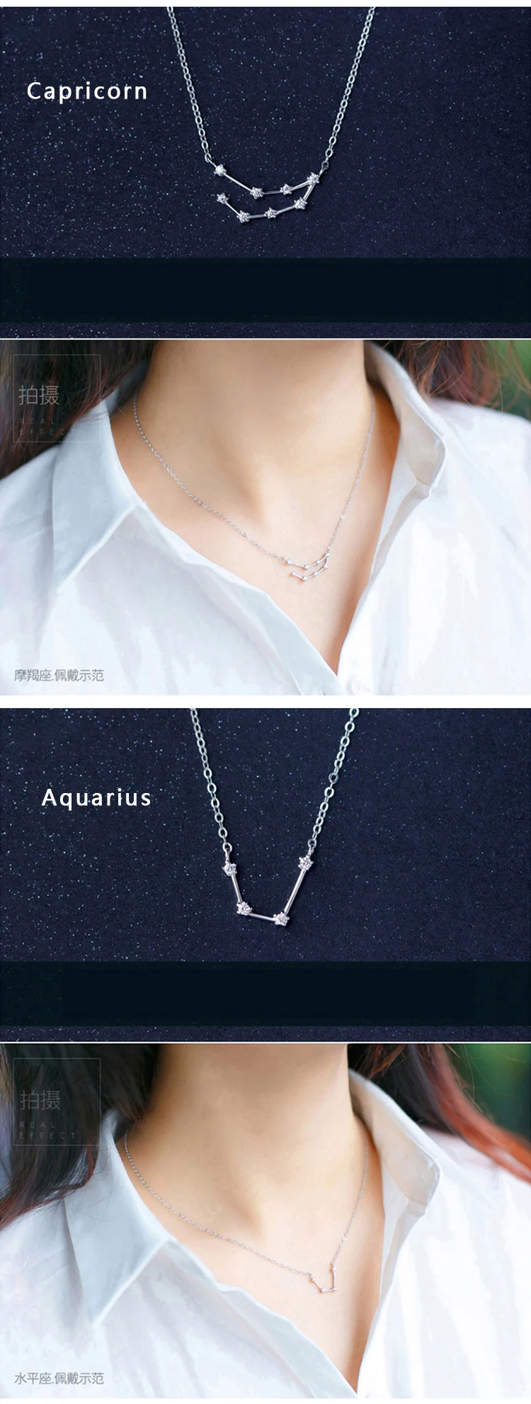 New Design 12 Constellations 925 Sterling Silver Fashion Zircon Women's Necklaces Gorgeous Jewelry Clavicular Chain