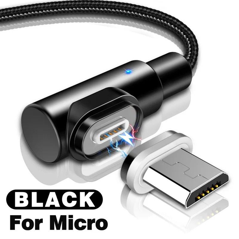 Магнитный кабель GETIHU 2.5A для iPhone XS samsung, зарядное устройство Micro usb type C, быстрая зарядка, 3,0 магнит, шнур для быстрой зарядки и передачи данных - Цвет: For Micro Black