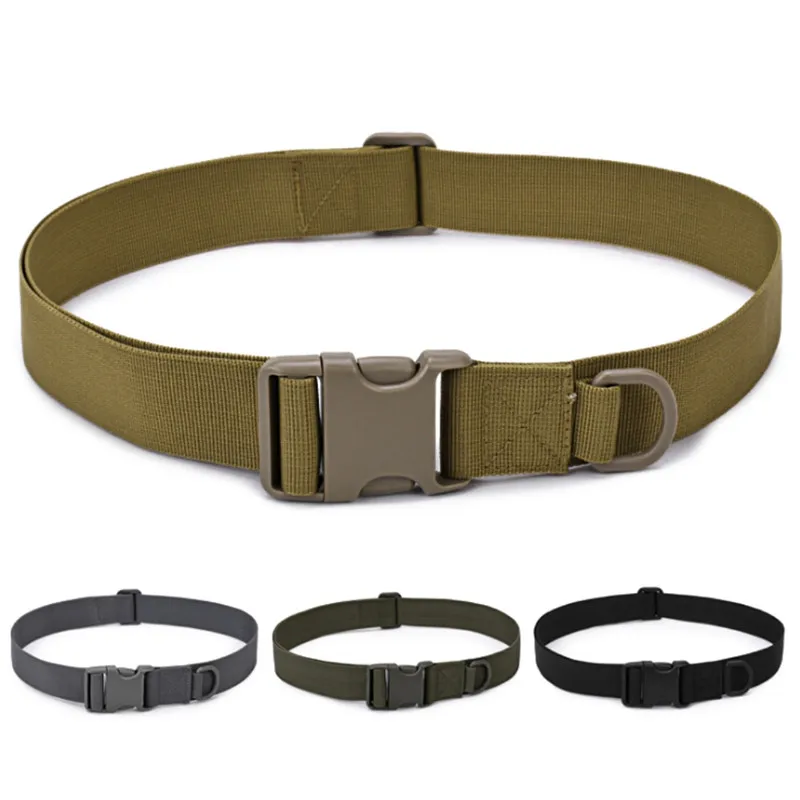 Outdoor Combat Canvas Duty Tactical Sport Belt with Plastic Buckle Army Military Adjustable Fan Hook Loop Waistband