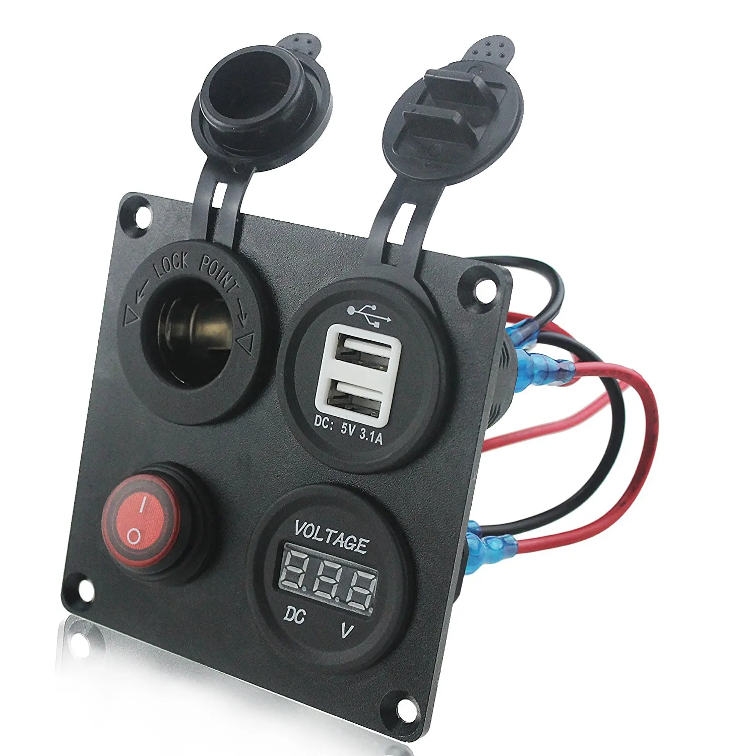 DIY 12-24 в вольтметр прикуриватель двойной USB зарядное устройство с переключателем 4 отверстия алюминиевая панель пластина для грузовика лодки морской прицеп