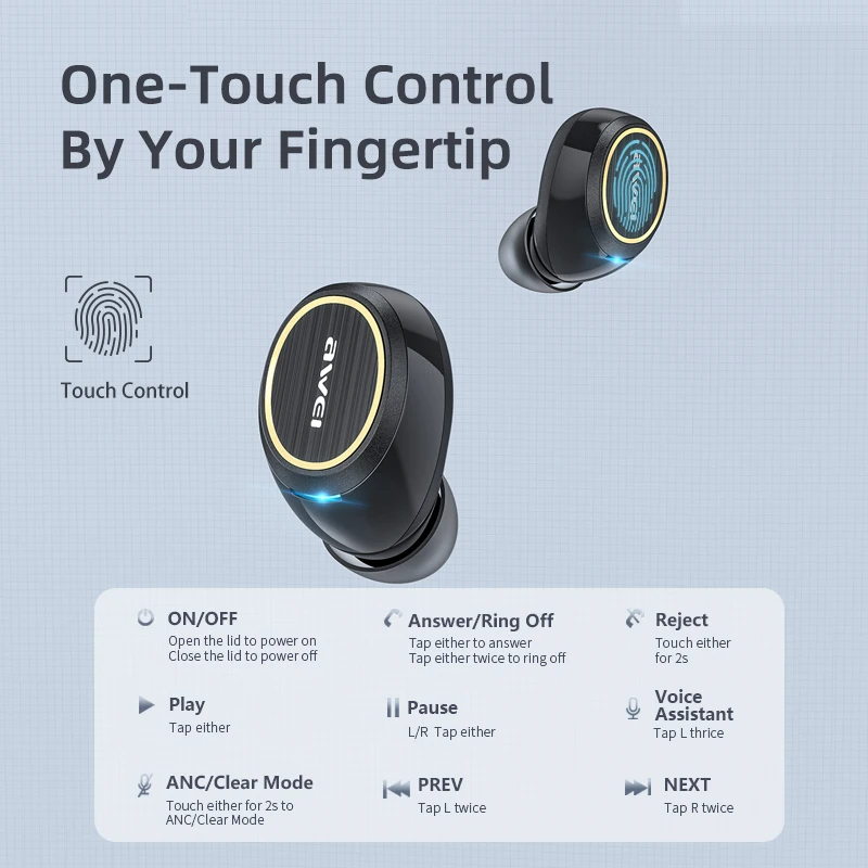 Awei Ta3 Tws Anc Deep Bass Bluetooth 