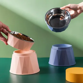 Stainless Steel Cat Bowl High Foot Dog Bowl Neck Protector Cat Food Water Bowl Anti-overturning Bowl Pet Feeder Bowl Supplies 2