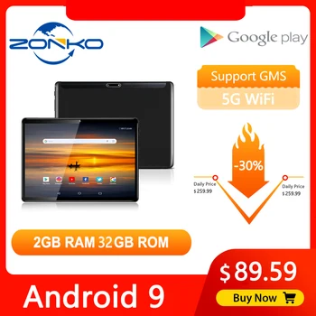 شراءZONKO 10 بوصة اللوحي أندرويد 9.0 اللوحي 5G واي فاي ثماني النواة أقراص 2GB RAM 32GB ROM 1920*1200 FHD جوجل لتحديد المواقع الجدول للأطفال
