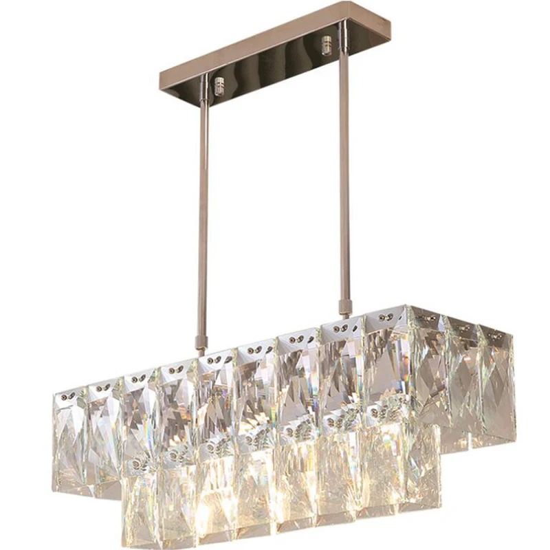 Manggic Rectangle Modern Crystal Chandelier Dining Room Kitchen Island Lighting LED Luxury Chandeliers | Освещение