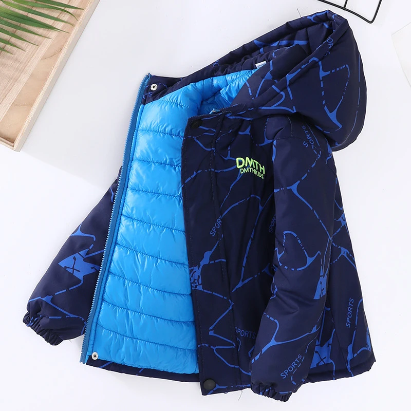 Winter Boy's Cotton-padded Jacket Children Hooded Outerwear Boys Bomber Jacket Thickened Warm WaterProof Windbreaker TZ661