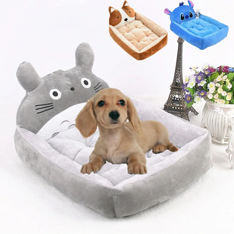 Cute Cartoon Pet Beds for Small Medium Dogs Winter Warm Puppy Cat
