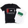 Funny Mommy and Me Matching Family Shirts Low Battery and Charged Battery Mother Daughter Daddy Son Toddler Shirts Baby Bodysuit 5