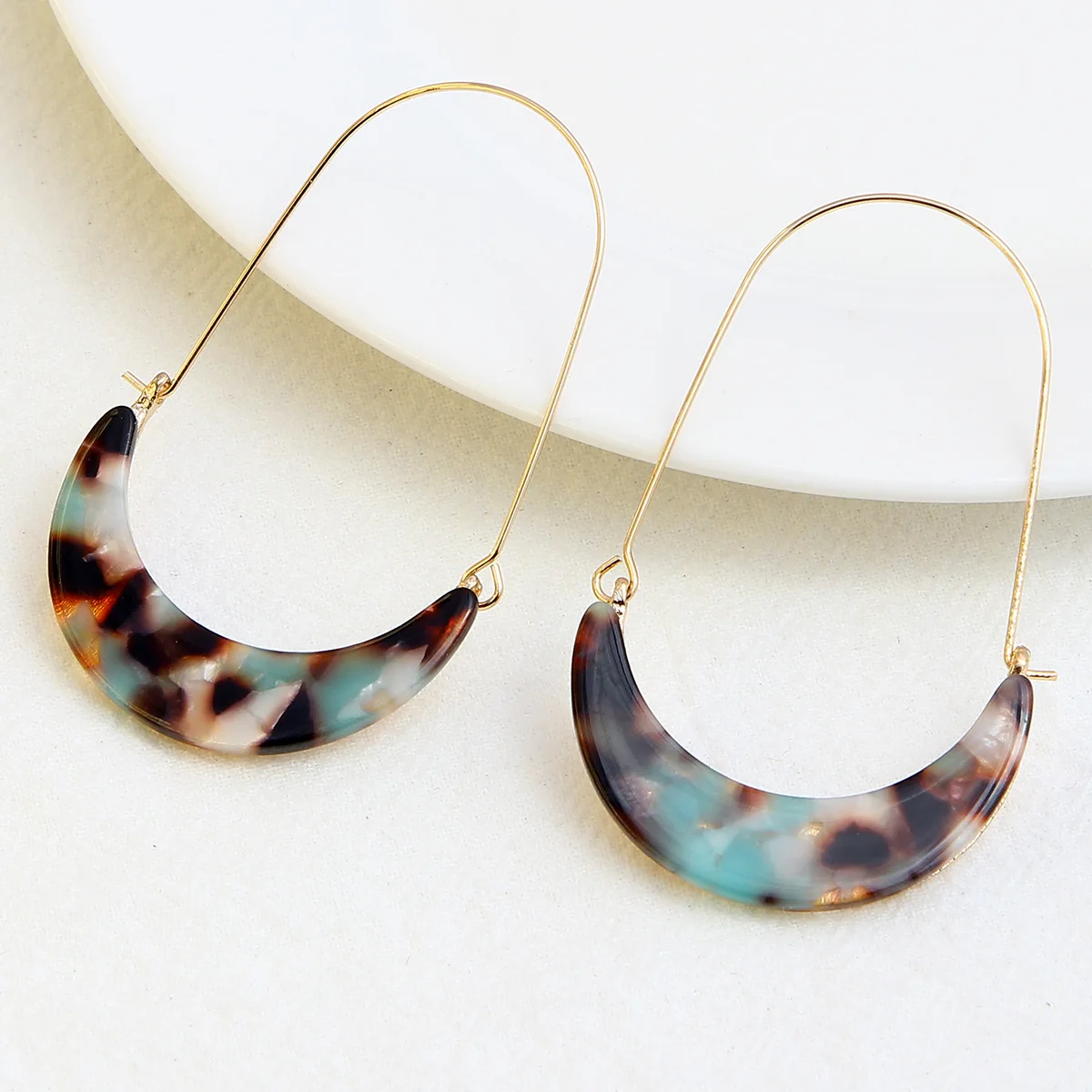 

Fashion Leopard Print Multi-Color Acrylic Drop Earrings for Women Girl Personality Simple Geometric Pendant Dangle Earrings