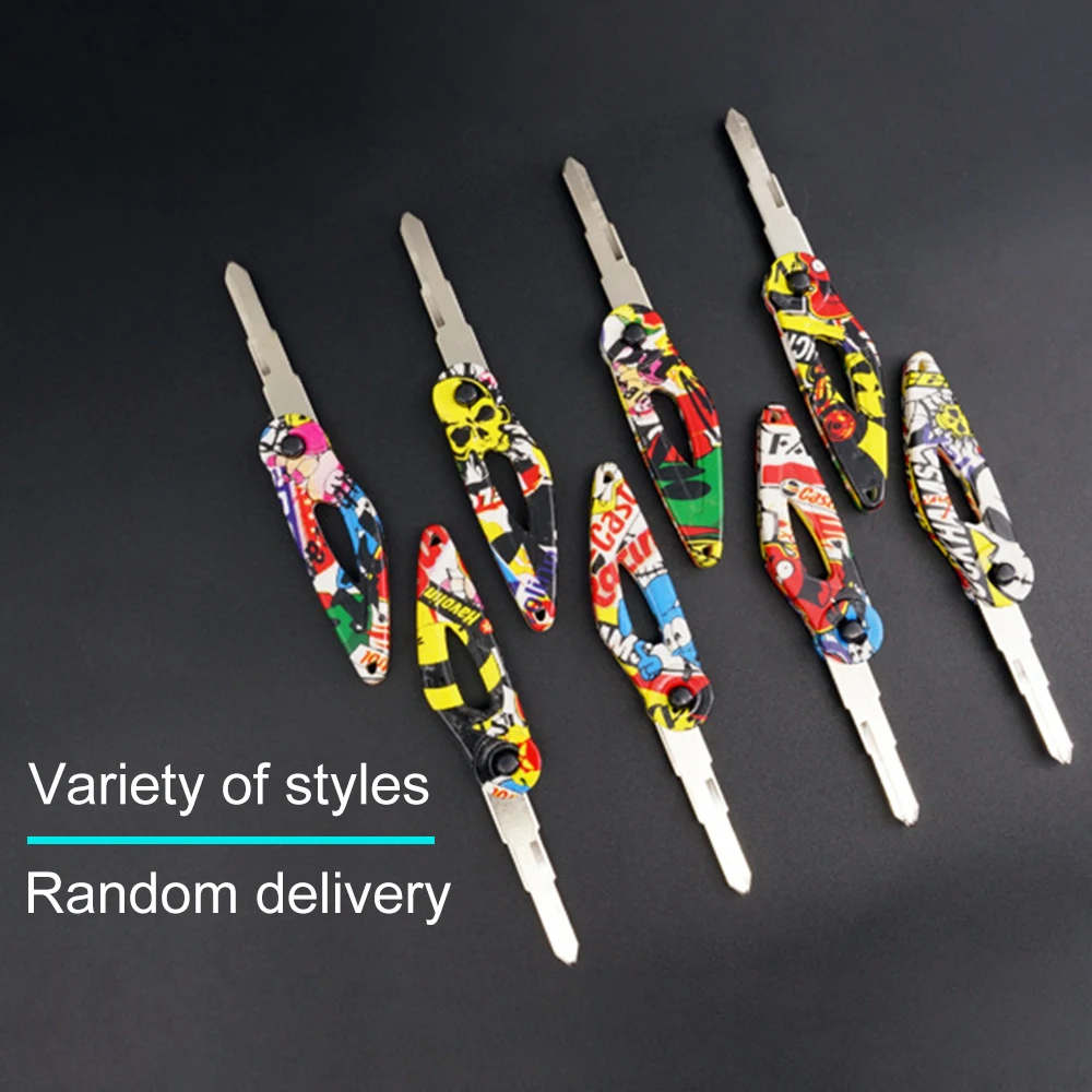 Motorcycle Remodel Keys Embryo Graffiti folding Key Head Automatic Bouncing Keychain Car Key Blanks for Motorcycle Motorbike