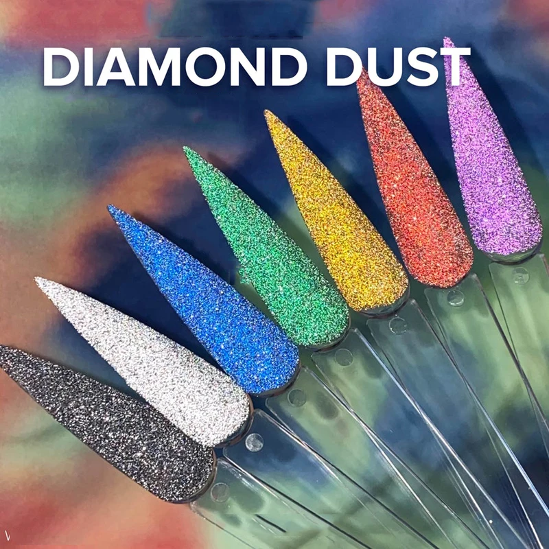 Reflective Disco Nail Glitter Powder Flash for Ordinary Varnish Acrylic and  Gel Polish Silver Flashy Nails Crushed Diamond Sparkly Effect 