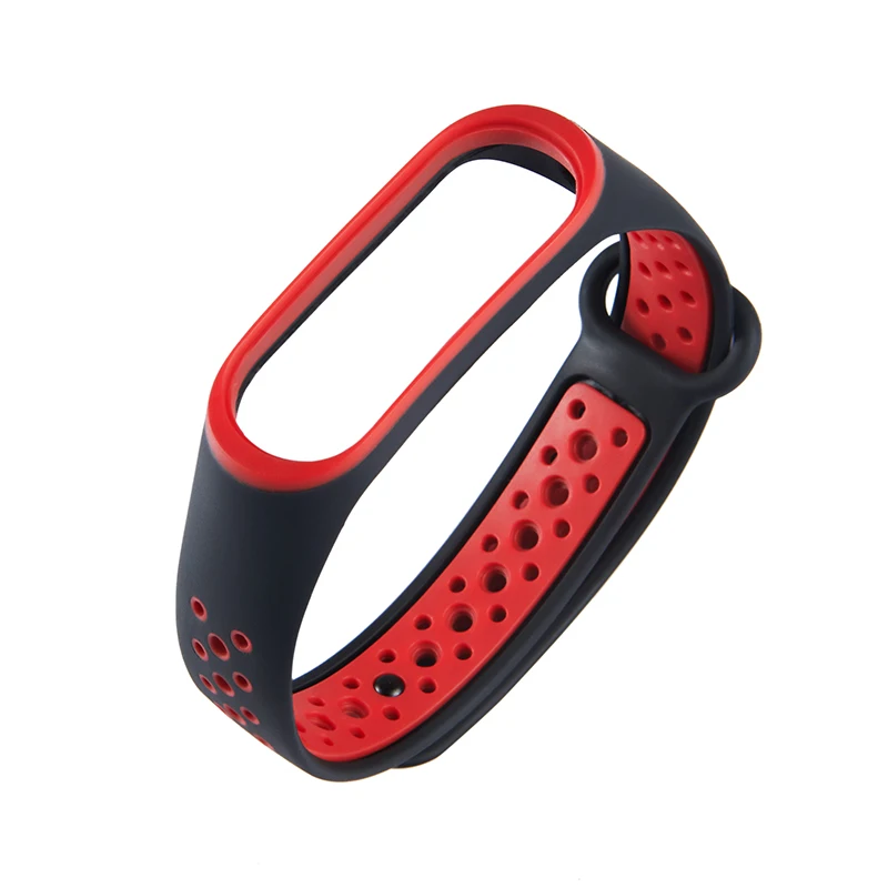 Ремешок Mi Band 4, 3, спортивные силиконовые часы, браслет на запястье, аксессуары, браслет Mi band 3, умный ремешок для Mi Band 3, 4, ремешок - Цвет: black red