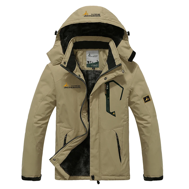 Мужская зимняя флисовая куртка, плотное пальто, бархатная Водонепроницаемая ветровка, пуховики, мужские военные с капюшоном, термопальто размера плюс 7XL
