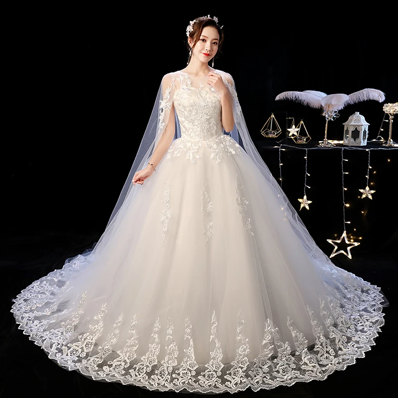 

XXN098#Trailing Wedding Dress lace up ivory long Bride Marriage ball gown Embroidery wholesale dresses plus size women clothing