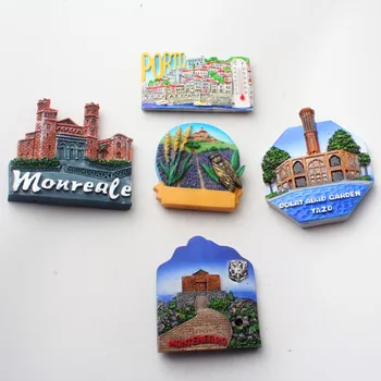 

3D Fridge Magnets for PORTO AND MONREALE AND MONTENEGRO AND DOLAT Travel Souvenir Refrigerator Magnetic Sticker Craft Home Decor