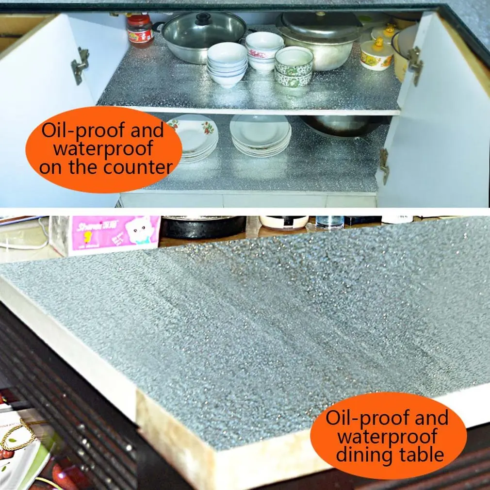 Алюминиевая фольга бумажные кухонные масляные наклейки водостойкие влажные самоклеящиеся коврики для кухонного шкафа бумажные обои