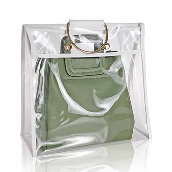 

Casual PVC Transparent Woman Bags ,Transparent Dust Bag Waterproof Organizer With Magnetic Snap & Hanging Ring