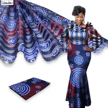 

New 2+4yards organza fabric with ribbon materia soft african fabric for dress african lovely wax prints silk F201-2