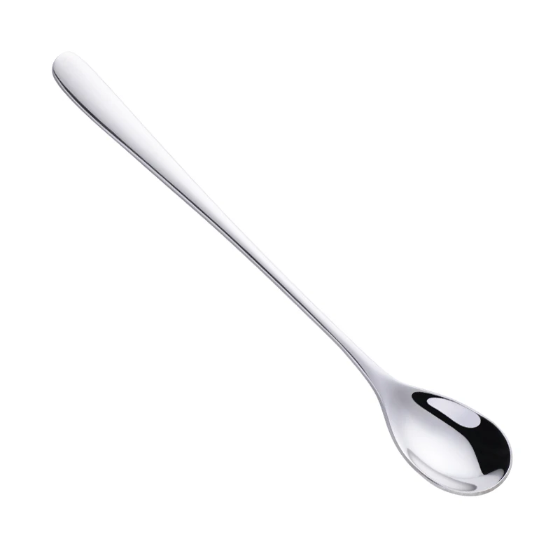 Silver-10PCS 10PCS Good Quality Stainless Steel Ice Cream Spoon Iridescent Rainbow With Long Handle Dessert Tea Coffee Gold Silver Soup Spoon - Цвет: Silver-10PCS