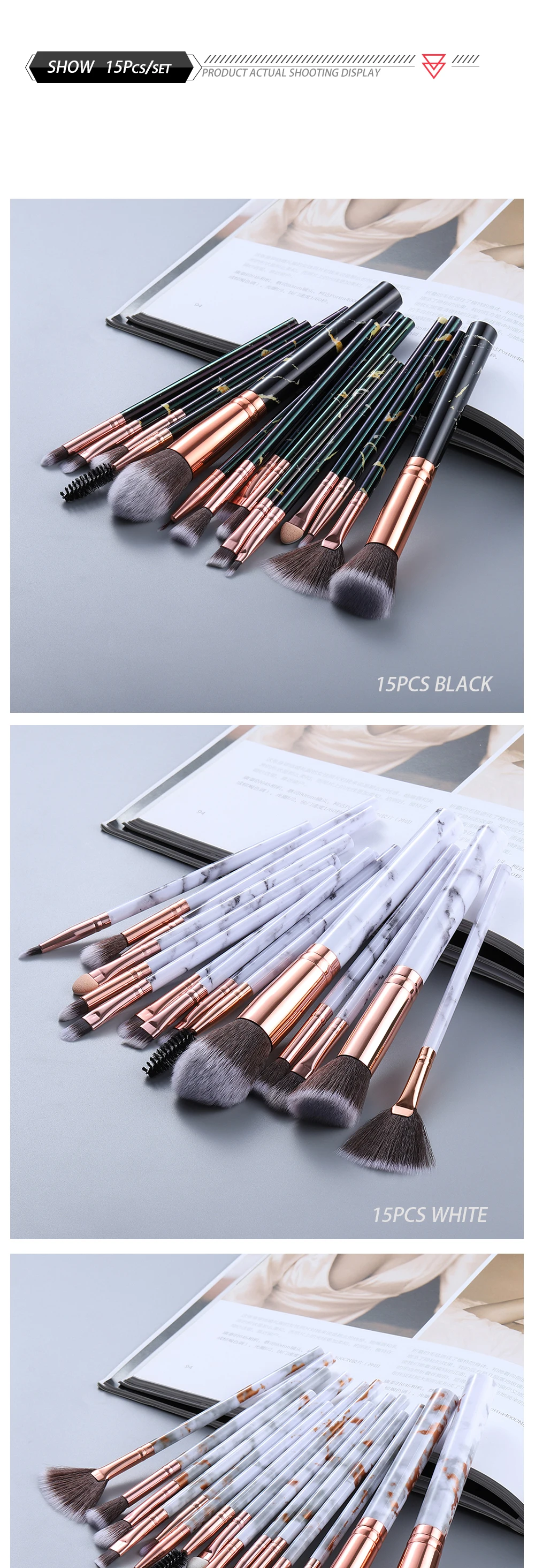 FLD 5/15Pcs Makeup Brushes Tool Set Cosmetic Powder Eye Shadow Foundation Blush Blending Beauty Make Up Brush Maquiagem