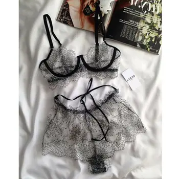 

Womens Lingerie Lace G-string Underwear Soft Babydoll Sleepwear Sets Nightwear Satin Cami Top femme Female Clothes Mujer Vestido